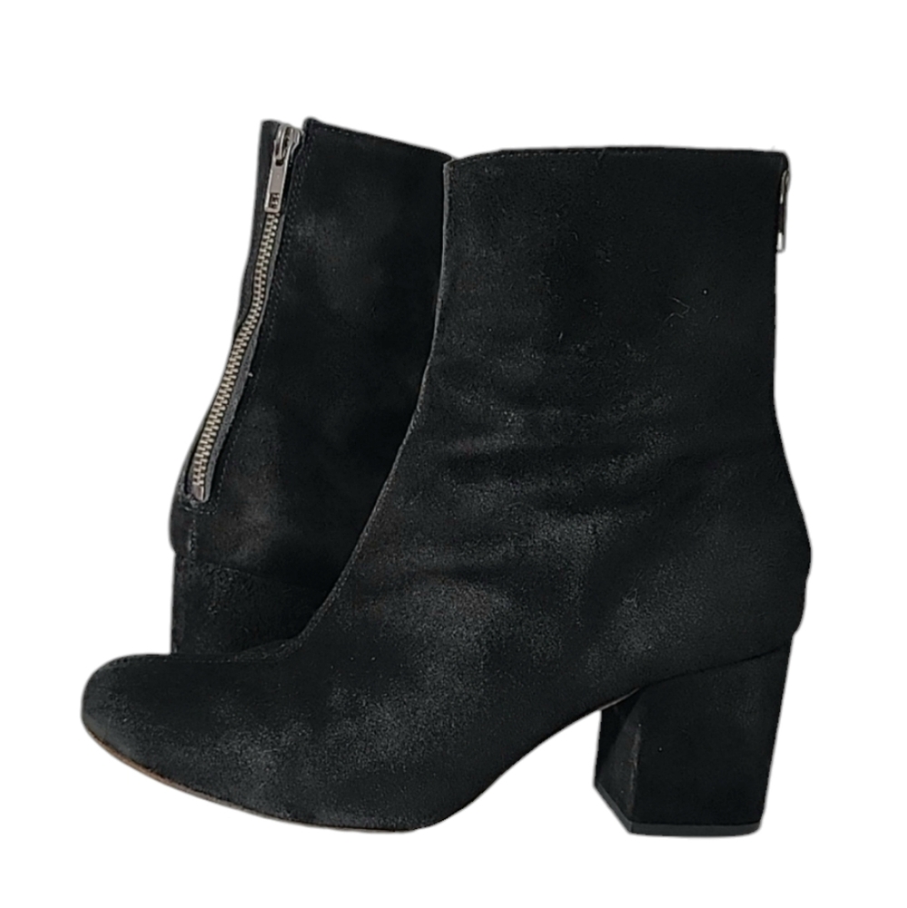 Free People Cecile Chunky Heel Black‎ Velvet Suede Boots Women’s Size 37